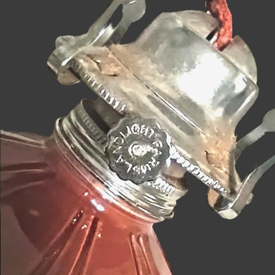 Vintage Lamplight Farm Burgundy Glass Oil Lamp