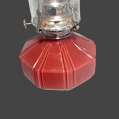 Vintage Lamplight Farm Burgundy Glass Oil Lamp