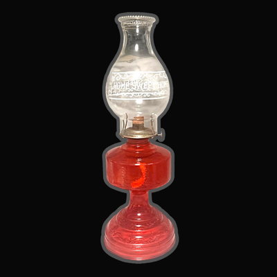 Antique P & A Eagle Red Glass Oil Lamp