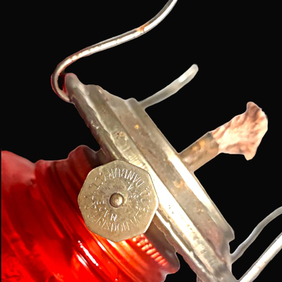 Antique P & A Eagle Red Glass Oil Lamp