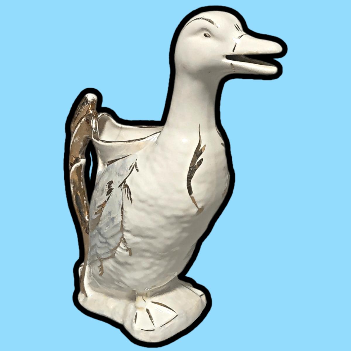 Vintage Majolica Ceramic Duck Pitcher