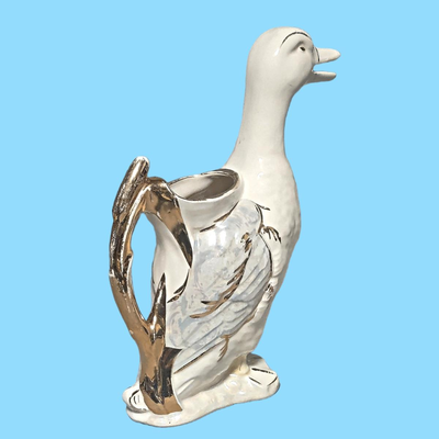 Vintage Majolica Ceramic Duck Pitcher