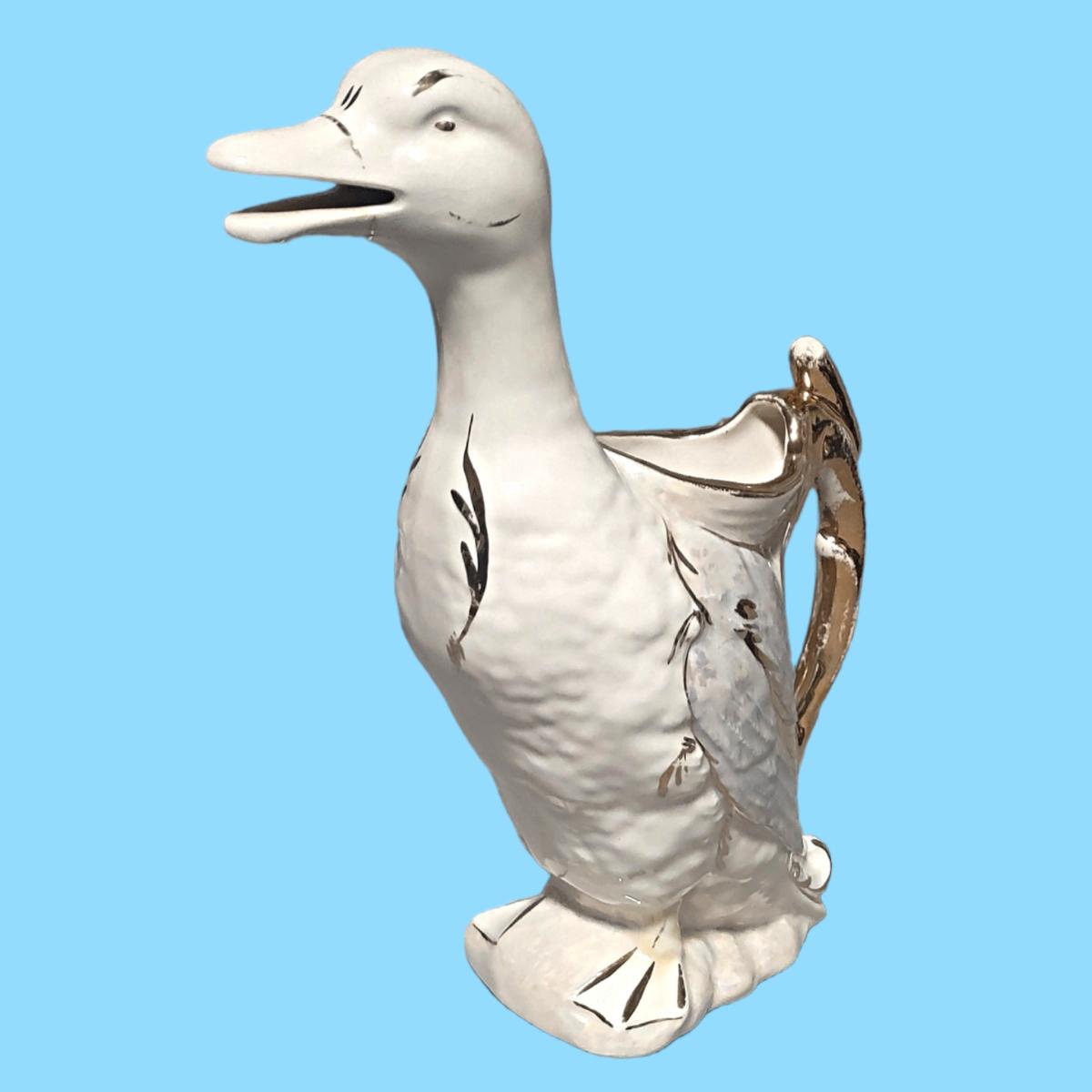 Vintage Majolica Ceramic Duck Pitcher