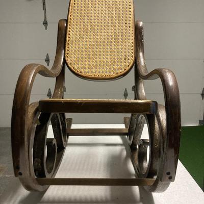 Vintage Childâ€™s wood rocker cane seat and back