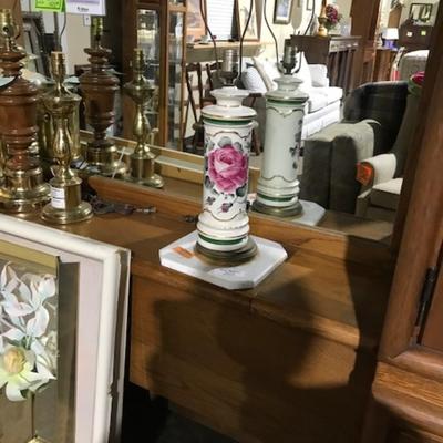 painted ceramic base lamp