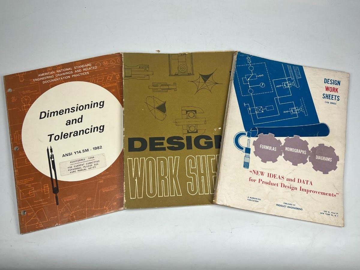 Lot of Vintage Engineering Books Dimensioning, Design Worksheets