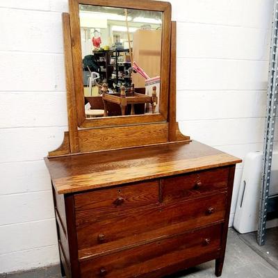 ABERNATHY TIGER WOOD DRESSER W/ MIRROR