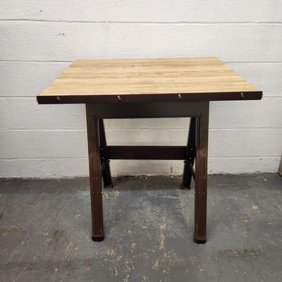 VINTAGE METAL AND WOOD TOP DRAFTING TABLE