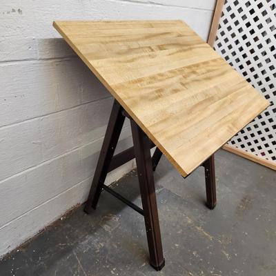 VINTAGE METAL AND WOOD TOP DRAFTING TABLE