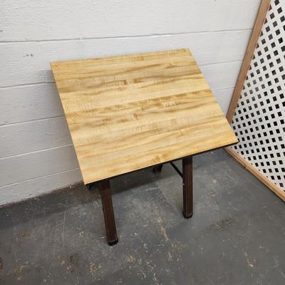 VINTAGE METAL AND WOOD TOP DRAFTING TABLE