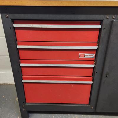 LARGE CRAFTSMAN WORK BENCH & TOOL CABINET