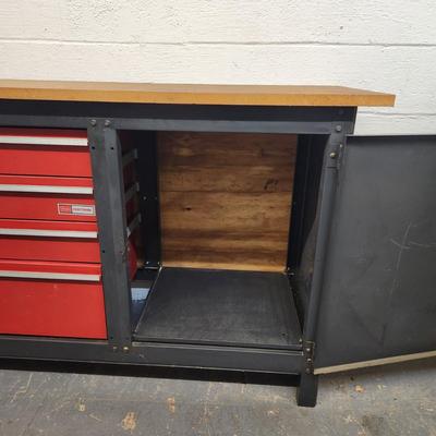 LARGE CRAFTSMAN WORK BENCH & TOOL CABINET