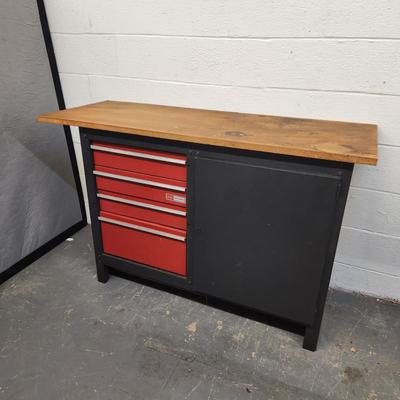 LARGE CRAFTSMAN WORK BENCH & TOOL CABINET