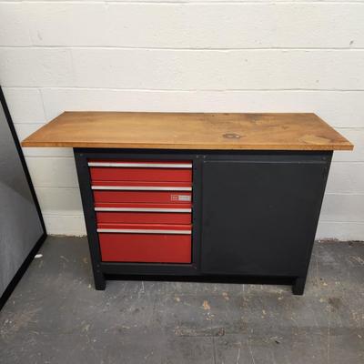 LARGE CRAFTSMAN WORK BENCH & TOOL CABINET