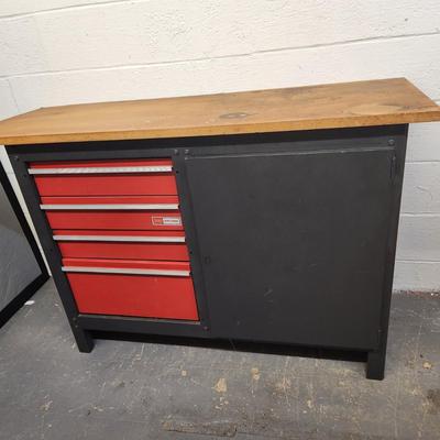 LARGE CRAFTSMAN WORK BENCH & TOOL CABINET