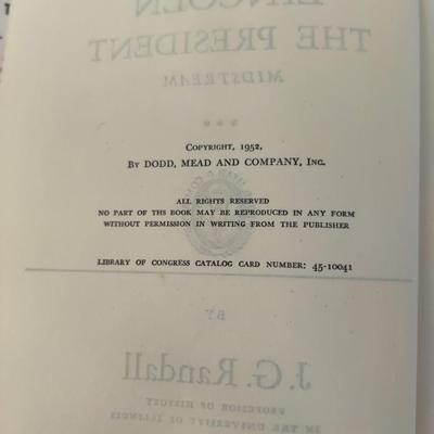 1953 MIDSTREAM - LINCOLN THE PRESIDENT by J.G. RANDALL