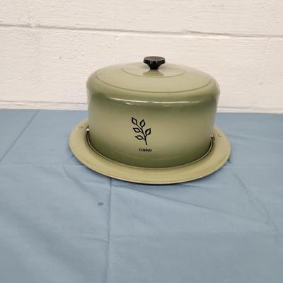 VINTAGE WEST BEND GREEN METAL CAKE CARRIER