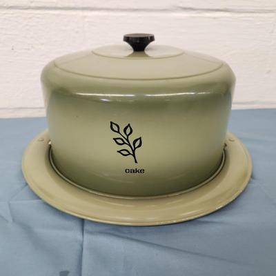 VINTAGE WEST BEND GREEN METAL CAKE CARRIER