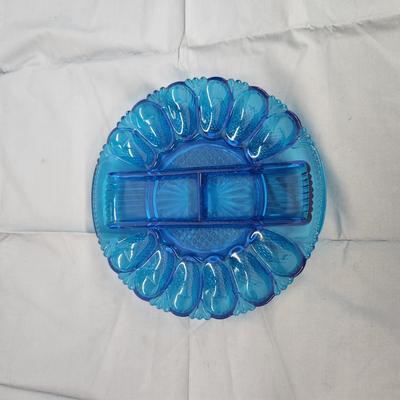 BEAUTIFUL VINTAGE COBALT BLUE GLASS EGG DISH