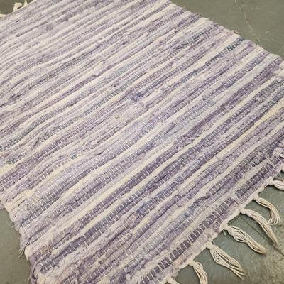 VINTAGE HEAVY WOVEN PURPLE & WHITE RUG