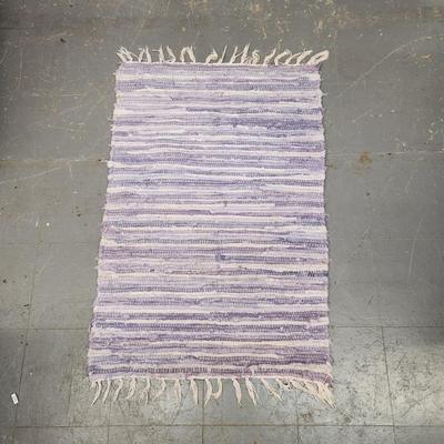 VINTAGE HEAVY WOVEN PURPLE & WHITE RUG