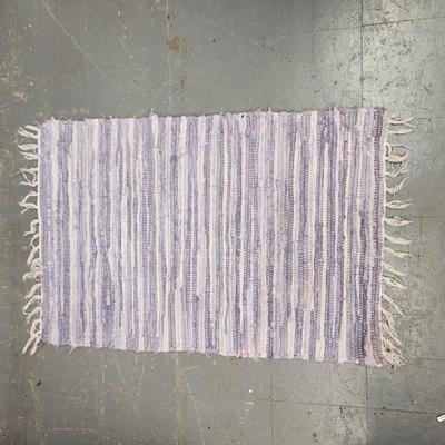 VINTAGE HEAVY WOVEN PURPLE & WHITE RUG