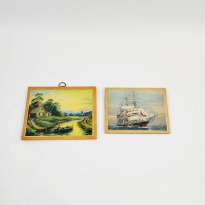 VINTAGE WOODEN PLAQUE ART