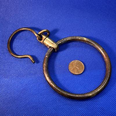 ANTIQUE BRASS METAL HOOK WITH 3" RING