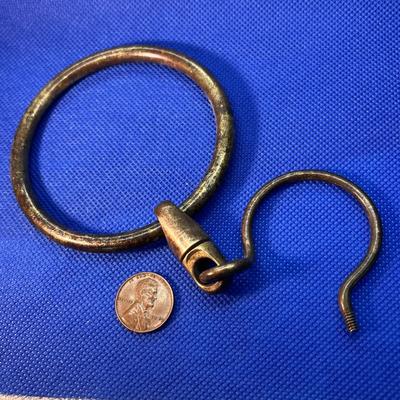 ANTIQUE BRASS METAL HOOK WITH 3" RING