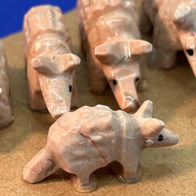CARVED STONE ARMADILLO FAMILY 6 PIECES
