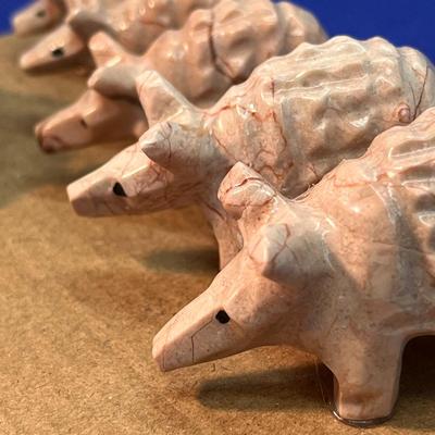 CARVED STONE ARMADILLO FAMILY 6 PIECES