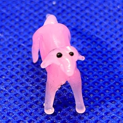 TEENY TINY BLOWN GLASS DOG PINK GLASS
