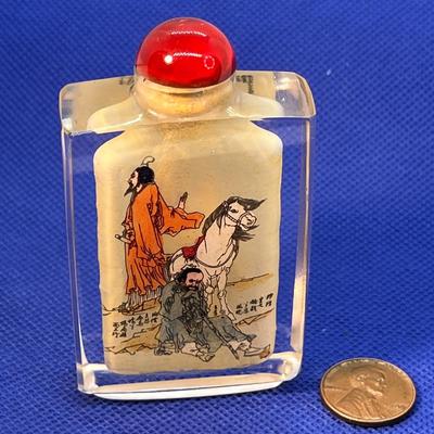 OPIUM BOTTLE CRYSTAL GLASS OUTER, ASIAN INTERIOR