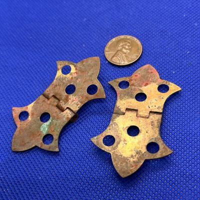 VINTAGE BRASS HINGES PAIR