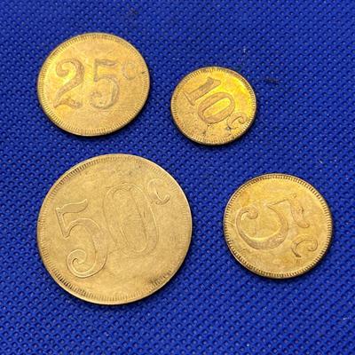 4 PC. VINTAGE TOKENS 