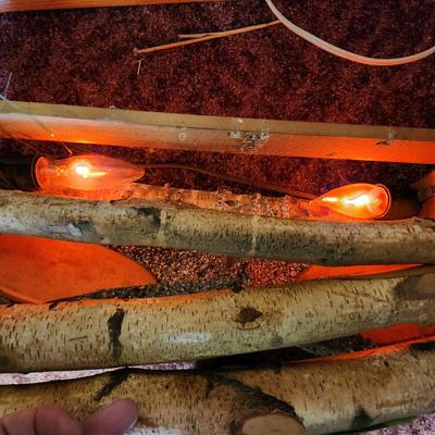 Vintage Fake Lighted Fire Logs with Flicker Lights