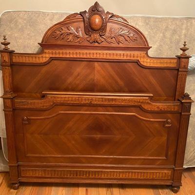 Antique French solid wood, double bed