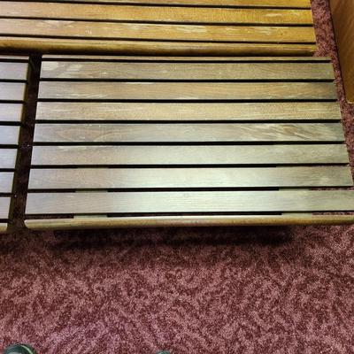 Mid Century MCM Slatted Bench Coffee Table  & 2 End Tables made in  Yugoslavia