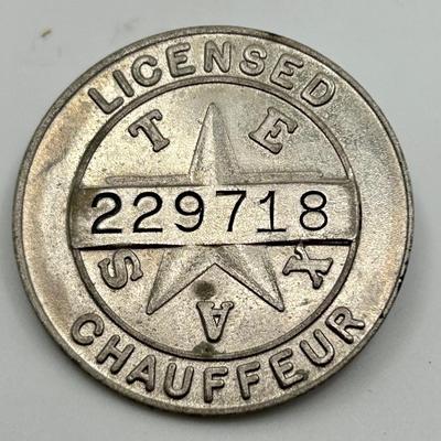 Vintage Licensed Texas Chauffer Badge
