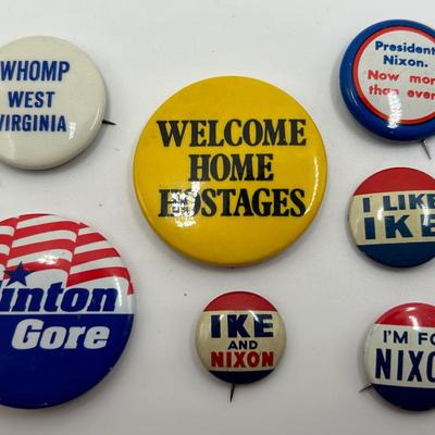 7 Vintage Political Campaign Buttons