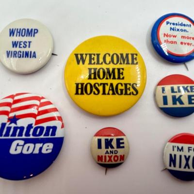 7 Vintage Political Campaign Buttons