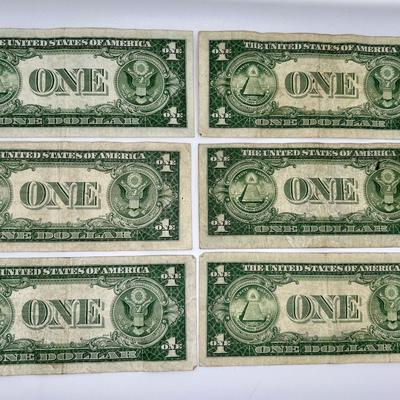 6 1935 D-E-F Blue Seal $1 Silver Certificates
