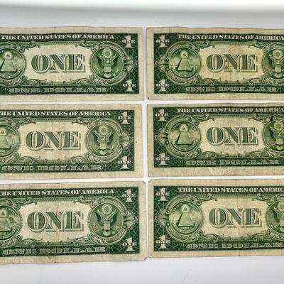 6 1935 D-E-F Blue Seal $1 Silver Certificates