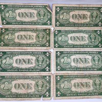 8 1935 D-E Blur Seal $1 Silver Certificates