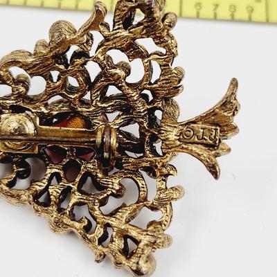 VINTAGE JJ JEWELED CHRISTMAS TREE PIN