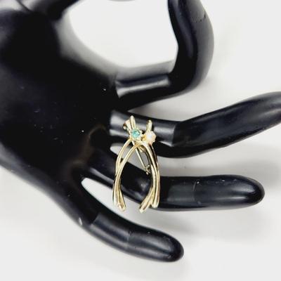 BEAUTIFUL GOLD TONED WISHBONE PIN