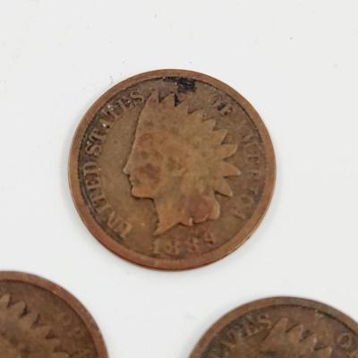 3 - 1889 INDIAN HEAD PENNIES