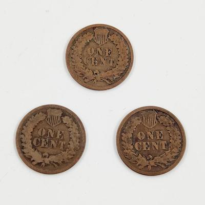 3 - 1889 INDIAN HEAD PENNIES