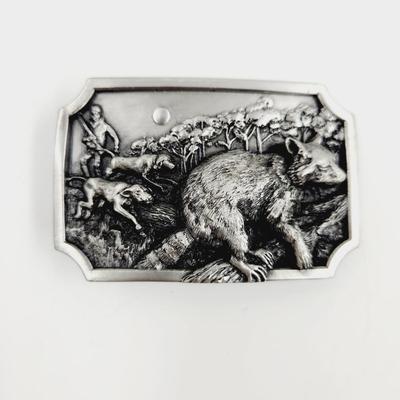 SISKIYOU PEWTER "COON HUNTING" BELT BUCKLE