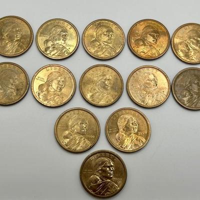 13 2000-P Sacagawea Dollar Coins